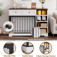 thumbnail image 4 of Litake Dog Crate Furniture 47”, Large Dog Crate TV Stand with 2 Drawers and 4 Shelves, Wooden Dog Kennel Indoor, Decorative Dog Cage with Storage for Large Dogs, Whtie, 4 of 7