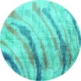 thumbnail image 1 of Ahgly Company Indoor Round Abstract Turquoise Blue Contemporary Area Rugs, 6' Round, 1 of 4