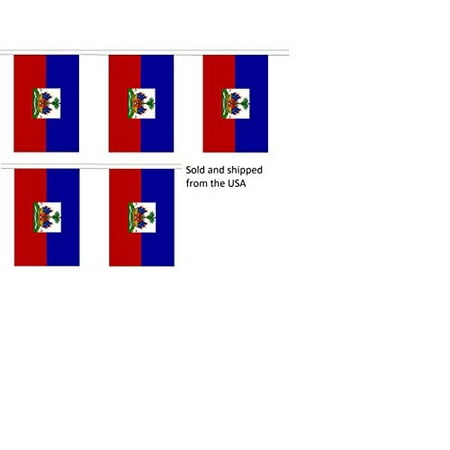 Polyester Fabric Banner - 10' Haiti String Flag Party Bunting Has 10 Haitian 6