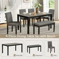 thumbnail image 4 of PORKISS Dining Table Set for 6, Farmhouse Dining Table Set with 4 Upholstered Chairs and Bench, Wood Rectangular Counter Dining Set of 6 People for Kitchen, Dining Room, Gray, 4 of 12