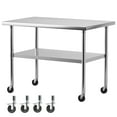 thumbnail image 1 of Aoile Table de Travail en Acier Inoxydable avec Roues, 30 Pouces x 24 Pouces x 34 Pouces NSF Table Commerciale avec Étagère Inférieure Réglable pour Cuisine, Restaurant, Maison, Garage, Hôtel, 1 of 7