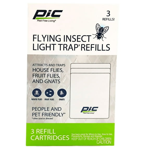 PIC Flying Insect Trap Refills – Catches Flies, Fruit Flies & Gnats (3 Refill Cartridges)