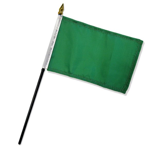 Solid Green Plain Flag 4"x6" Desk Set Table Stick Black Base