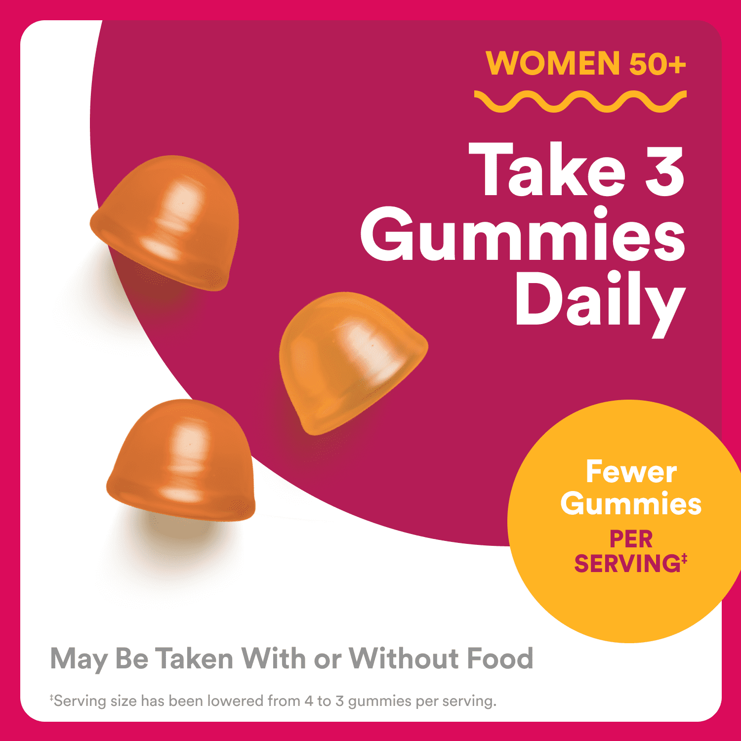 SmartyPants Women's Plus 50+ Multi & Omega-3 Gummies, Improved Formula, 33% Less Sugar, 90 Ct