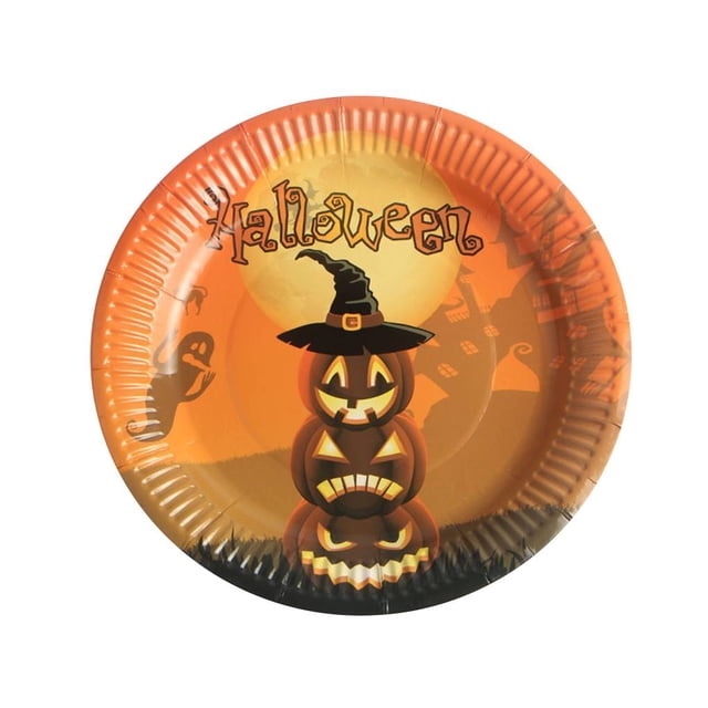 10PCS Multi Patterns Colorful Halloween Theme Round Disposable 17.5cm plate; Colorful paper plate; Diameter Paper Plate