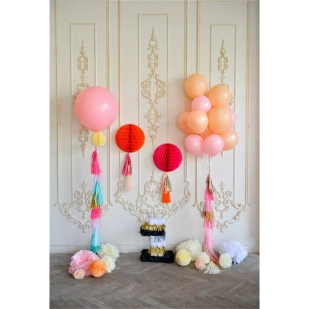Greendecor Polyster 5x7ft Baby 1st Birthday Backdrop Balloon