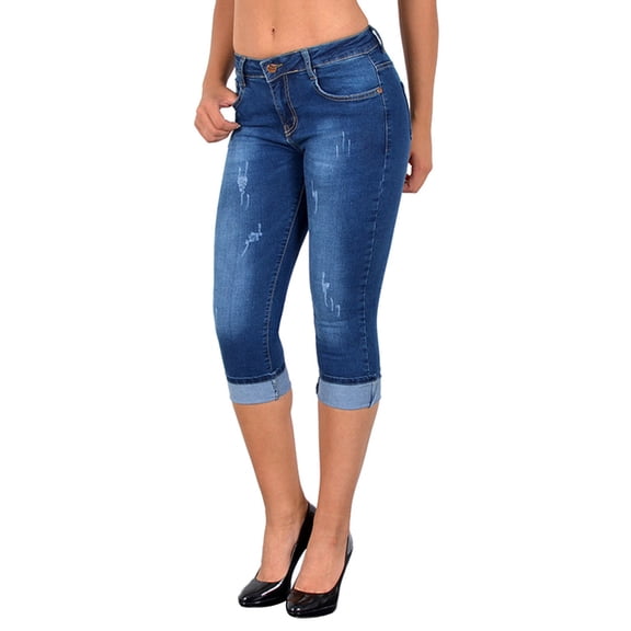 Fusipu Summer Women Fashion High Waist Skinny Jeans Knee Length Denim Pants