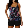 thumbnail image 2 of Amzcrzy Womens Tankini Bathing Suits 2026 Fashion Print Deep U Neck Two Piece Swimsuit with Built In Bra Adjustable Straps Top and Boyshorts with Pockets Modest Bathing Suit for Women @10 2XL, 2 of 6