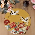thumbnail image 3 of Peony Birds Round 15 Inch Placemats Set of 6, Farmhouse Japanese Budding Flowers Animals HeatResistant Non Slip Place Mats for Dining Table, Wipeable Braided Kitchen Table Mats for Housewarming, 3 of 9