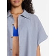 thumbnail image 4 of Time and Tru Women's Button Down Coverup, Sizes S/M, Blue/White, 4 of 5