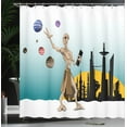 thumbnail image 4 of Ambesonne Cartoon Shower Curtain, Alien Planets Galaxy, 69"Wx84"L, Multicolor, 4 of 5