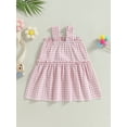 thumbnail image 4 of Genuiskids Baby Toddler Girls Cotton Plaid Princess Dress 3M 6M 12M 2T 3T 4T Kids Girl Summer Dress Sleeveless A-line Dress Toddler Beach Party Sun Dress, 4 of 7