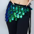 thumbnail image 2 of JGGSPWM Women's Sparkly Fringed Tie Side Wrap Skirt, Sequins Tassel Belly Dance Hip Scarf Waist Skirts for Party Green Free Size, 2 of 6