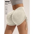 thumbnail image 2 of Seamless High-Waist Butt-Lifting Sports Shorts With Side Drawstring 2-Pack Multicolor-3, 2 of 4