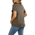 thumbnail image 3 of INSPIRE CHIC Women's Maternity Babydoll Top Short Sleeves Pleated Waist Pregnancy Tee Shirt Oversized Peplum Casual Loose Blouse 2XL Coffee, 3 of 6