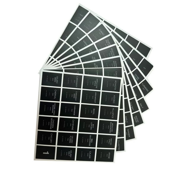 Modern Style Round Black Spice Labels Stickers, Preprinted Waterproof Oil Resistant Kitchen Pantry Labels for Home Improvement, Pantry Stickers (No Jars) 1 Set