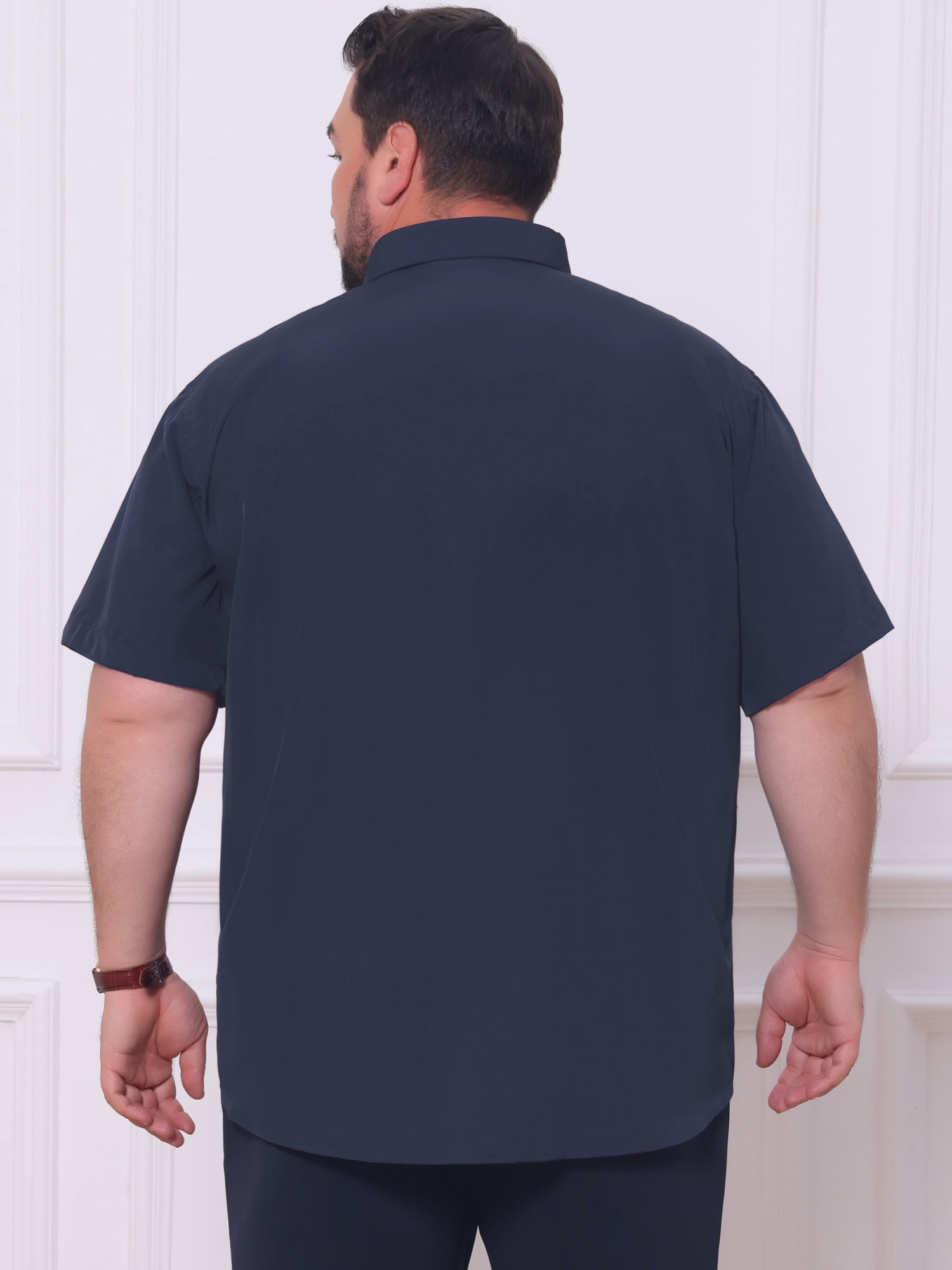 DARING DIVA Men's Big and Tall Business Dress Shirt with Chest Pocket 2XL Dark Blue