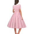 thumbnail image 4 of Dvprdro Robe de Bal pour Femme Invitée de Mariage Mode Vintage à Pois Imprimée Manches Courtes Ligne A Évasée Cocktail Fête Robe Midi, 4 of 5