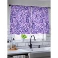 thumbnail image 5 of Sheer Curtains 54 Inch Length 2 Panels Set for Kitchen, Vintage Purple Semi Sheer Curtains for Windows, Retro Botanical Abstract Art Voile Window Treatments Rod Pocket Curtain, 5 of 7