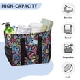 thumbnail image 5 of Neon Skull Star Sausage Reusable Grocery Bags with Handle Side Pocket Waterproof Shopping Portable Tote, 5 of 8