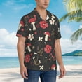 thumbnail image 5 of Balery Fly Agaric and Flowers Print Men's Hawaiian Shirts Short Sleeve Beach Shirt Relaxed Fit Vacation Button Down Shirts-X-Large, 5 of 9