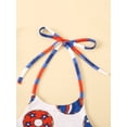 thumbnail image 4 of Independence Day Kids Girls Clothes Flower/Donut Print Tank Tops Red White Blue Stripe Flare Pants Headband 3Pcs Set, 4 of 9