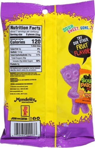 (5 pack) SOUR PATCH KIDS Grape Soft & Chewy Candy, 8.02 oz