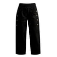 thumbnail image 5 of FRSASU Women's Wide Leg Capri Pants Elastic Waist Casual Loose Lounge Summer Flowy Beach Vacation Trousers Black-A, 5 of 6
