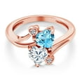 thumbnail image 3 of Gem Stone King 18K Rose Gold Plated Silver Swiss Blue Topaz Ring for Women (1.78 Cttw, Heart Shape 6MM, Gemstone November Birthstone, Size 6), 3 of 6