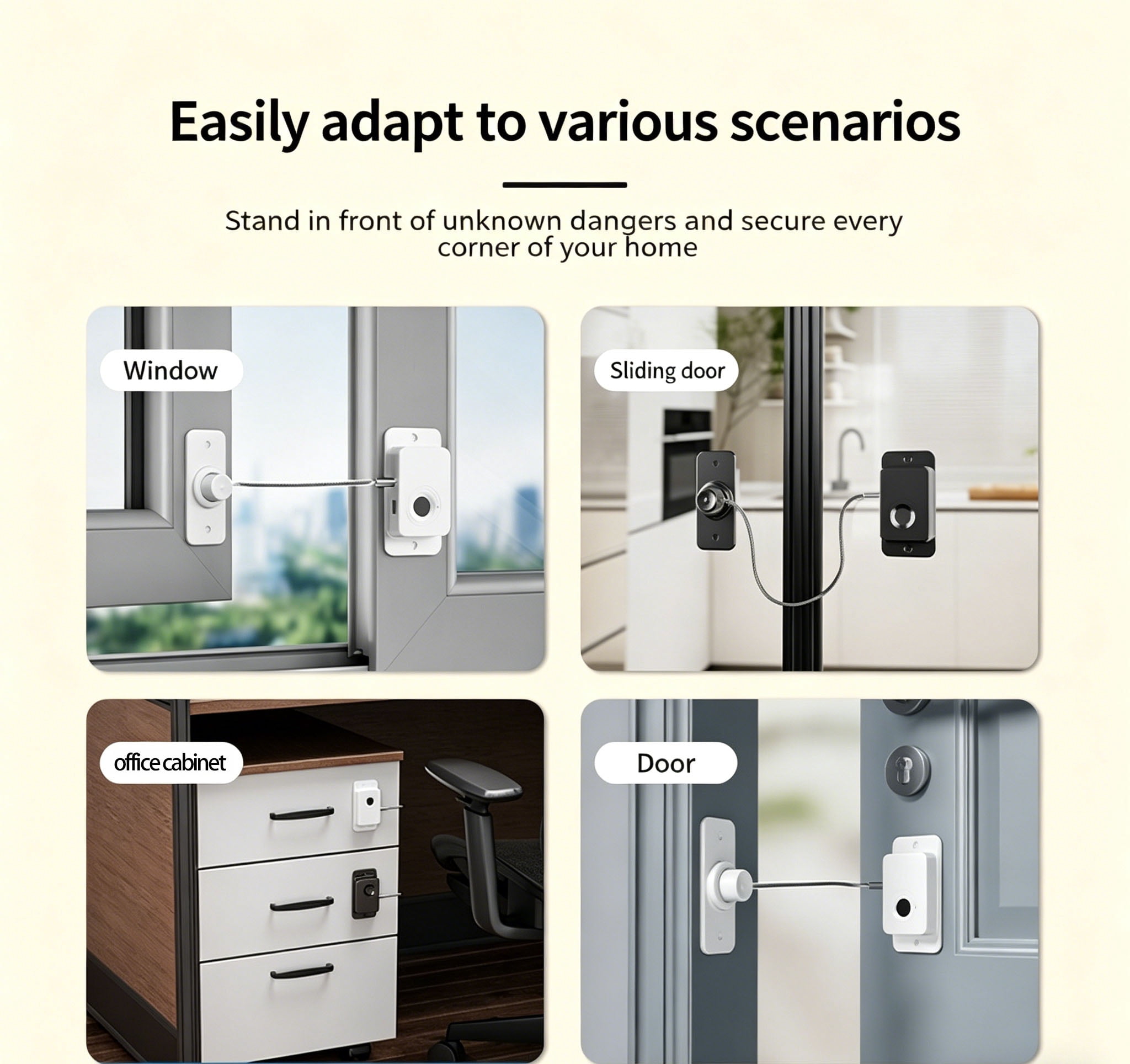 Fingerprint Door & Window Lock, Keyless Entry with 20 Fingerprints, Child & Pet Proof, Custom Ventilation Limit, No Drill/Screw Installation for Home Safety