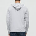 thumbnail image 4 of Wyobmus Men's Hooded Upf 50+ Sun Protection T Shirts Lightweight Long Sleeve With Thumb Hole Full Zipper Fishing Shirts Hiking Running Swimming Hoodies M-4X C-Gray, 4 of 6