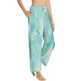 thumbnail image 2 of Uemuo Blue Marble Pattern Women's Wide Leg Palazzo Lounge Pants with Pockets Light Weight Loose Comfy Casual Pajama Pants-Small, 2 of 9
