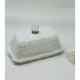thumbnail image 3 of Drew DeRose Designs  white floral  butter dish with crystal  knob 7"L x 5"W x 2.5"H, 3 of 4