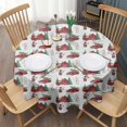 thumbnail image 3 of Red Christmas Farm and Truck Pattern Round Tablecloth 60"x60",Wrinkle Wipeable Table Cloth for Kitchen Dining Room Picnic Patio Party, 3 of 6
