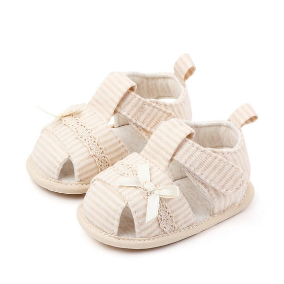 Baby Girls Striped Soft-Sole Summer Sandals with Bow Size 3 6-12M