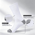 thumbnail image 2 of Lohol 6Pack Unisex 100% Cotton Moisture Wicking Cushion Crew Socks (White), 2 of 5