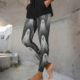 thumbnail image 4 of Idoravan Women's Leggings Pants Women's Ghost Print Leggings Sports Fitness Pants Solid Colored Casual Tight Fitting Tight Peach Hip Yoga Pants Stretch Pants Gray L, 4 of 6