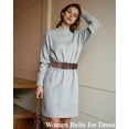 thumbnail image 3 of Punplita Women Wide Belts with Silver Buckle Studded Brown Belt, 3 of 7