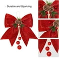 thumbnail image 4 of HLONK 2 Pack Nœuds de Noël Rouges Décorations Extérieures Grand Arbre de Noël Décoration Nœud Couronne en Velours avec Paillettes pour Maison Porte d'Entrée Argent, 4 of 8