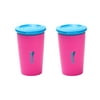 Wow Cup - for Kids Original 360 Sippy Spoutless Cups (Pink with Blue Lid) 9 oz 2-Pack