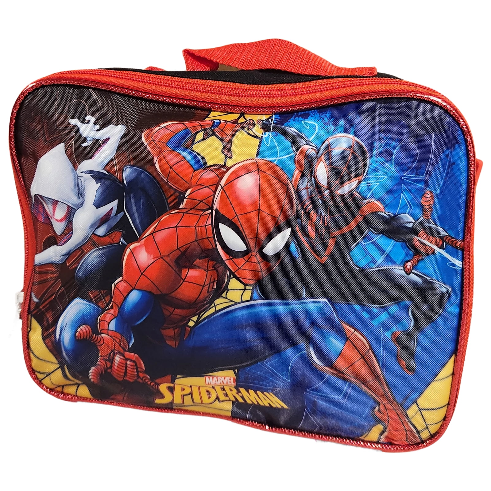 Spiderman, Ghost ahd Miles Morales Full Size 16 Inch Backpack with Detachable Lunch Box