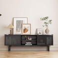 thumbnail image 6 of Weselon TV Stand for TVs Up to 70 Inch, Accent Iron Rattan Storage Cabinet Television Stands Entertainment Media Center Console Table with Sliding Barn Door and Adjustable Shelves for Living Room, 6 of 8