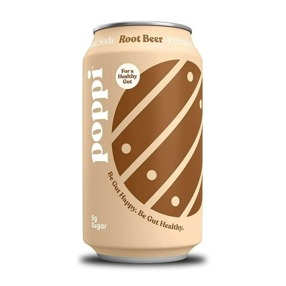 POPPI Sparkling Prebiotic Root Beer Soda made with Apple Cider Vinegar, Seltzer Water &amp; Fruit Juice,  12oz (12 Pack)