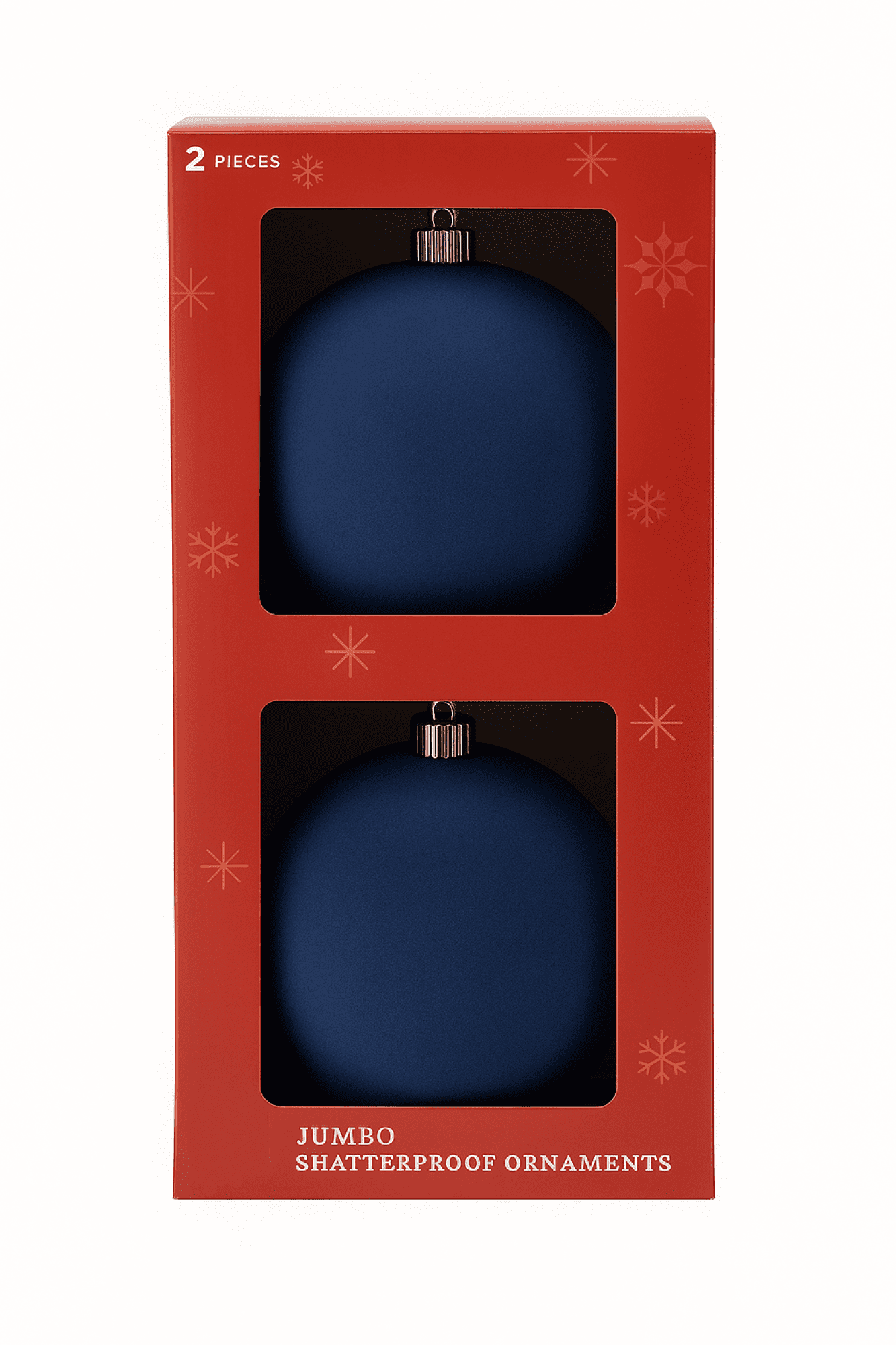 2 Count Velvet-Feel Navy Jumbo Shatterproof Christmas Ornaments, by Holiday Time