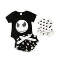 thumbnail image 3 of FNNMNNR Newborn Baby Girls 3PCS Halloween Outfits Clothes Romper Bodysuit Tutu Shorts Pants Set Black 0-3 Months, 3 of 8