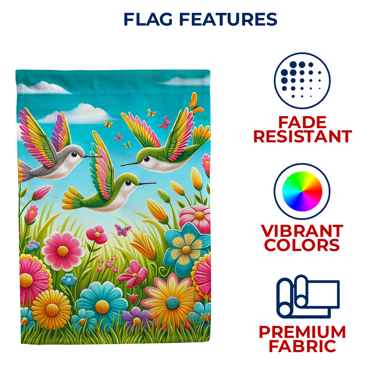 America Forever Hummingbird Spring House Flag 28 x 40 inch Double Sided Hummingbirds Colorful Flowers Butterflies Spring Seasonal Outdoor Yard Decorative Flag