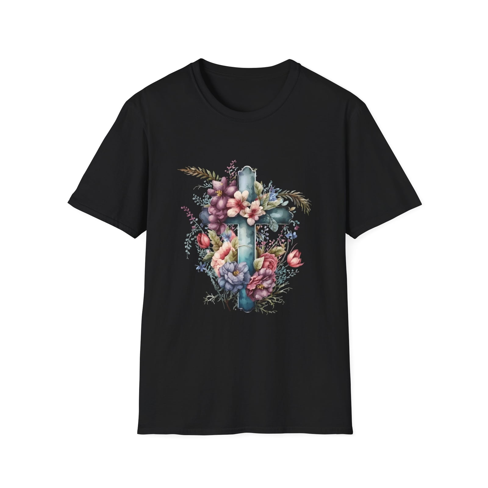 Floral Cross Unisex T-Shirt Faith Tee Christian Gift Spring Apparel