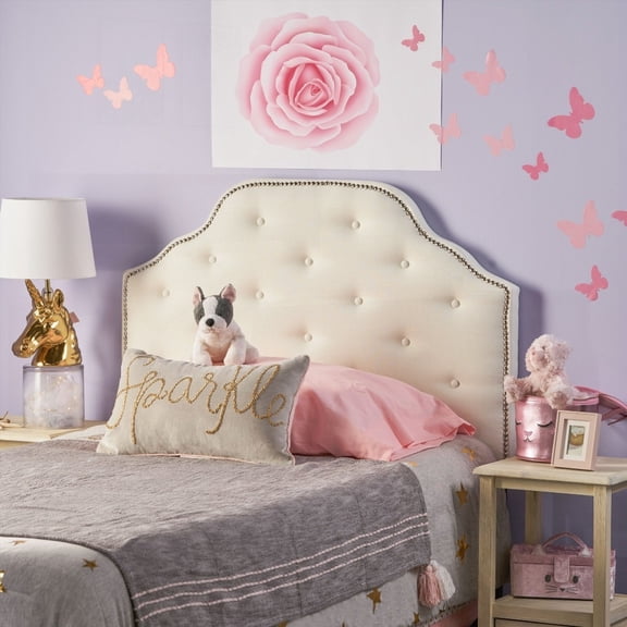 Twin Size Solid Wood Headboard with Durable Metal Legs, Adjustable Height, Modern Button Tufted Design, Grey for Bedroom