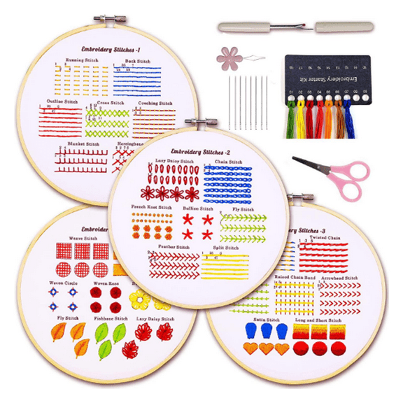 Classic Embroidery Stitches Practice Kit, Embroidery Kit for Beginners, Beginner Embroidery Kit for Adults, Hand Embroidery Kit for Kids, Stitches Kit