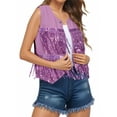 thumbnail image 6 of Xuanfei Women Sequins Glitter Fringe Vest Button Up Tassel Waistcoat Sleeveless Sparkly Cardigan Jacket, 6 of 8